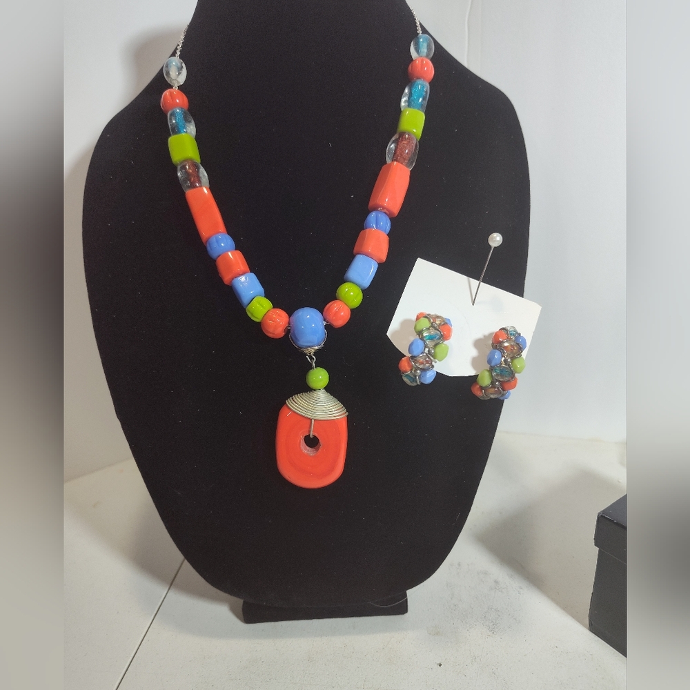 Colorful Beaded Necklace and Earring Set